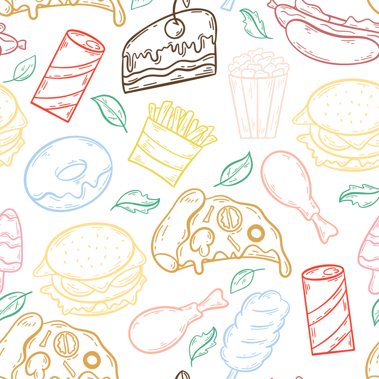 Silhouette fast food background